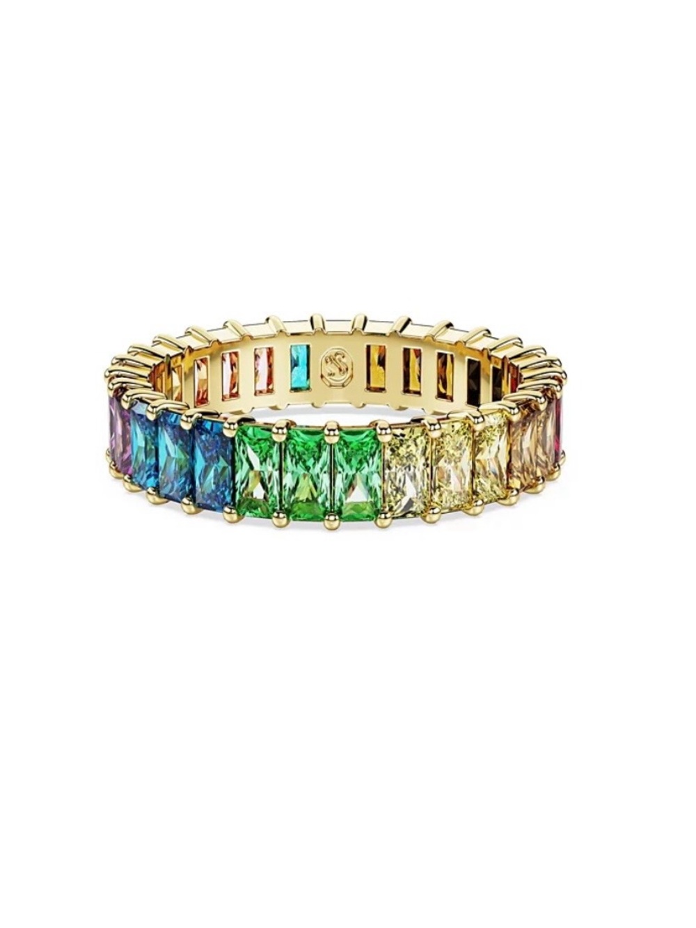 Swarovski Multicolored Baguette Cut Gold-Tone Plated Matrix Ring size 6.5 - Picture 9 of 16